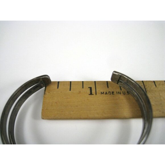 Vintage Silver Cuff Bracelet Coral Red Cabochon 24 grams - Picture 7 of 11